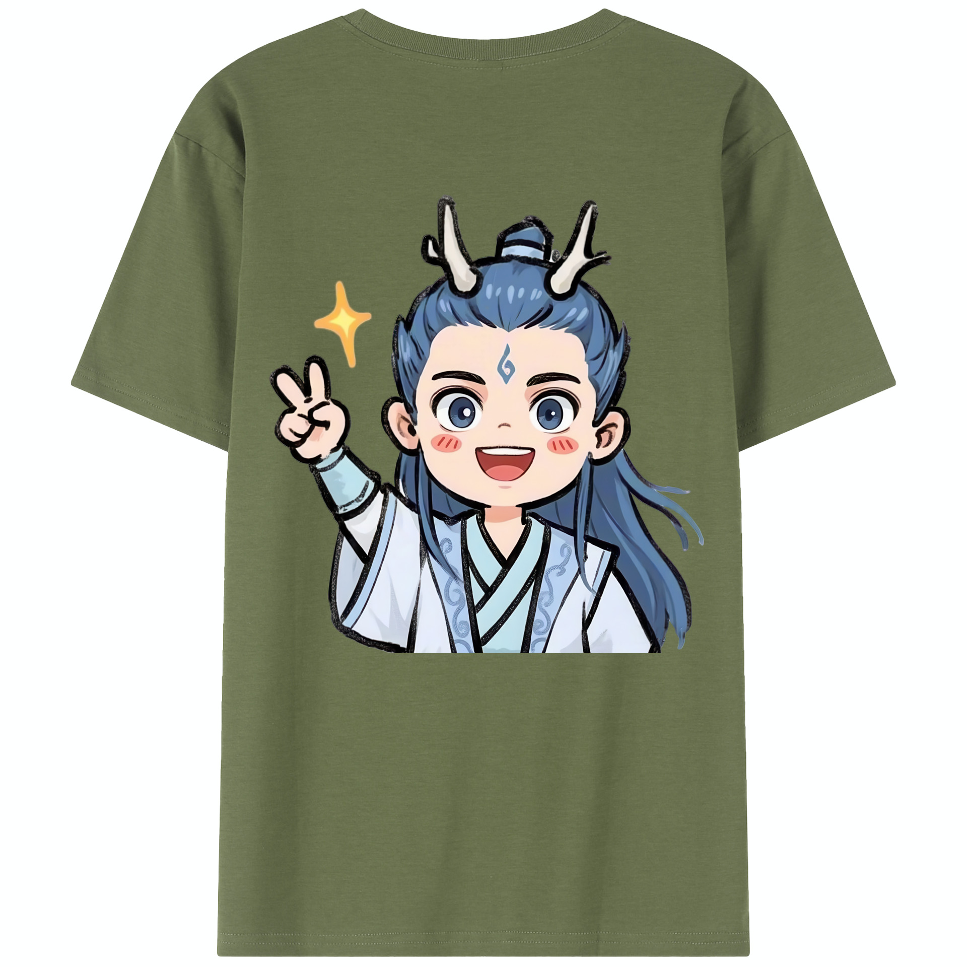 （画像用） Ne Zha 2 ナタ 魔童の大暴れ 綿100％半袖Tシャツ（背面プリント）